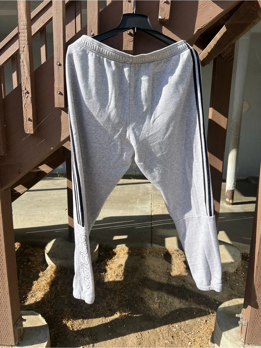adidas Gray Jogger Sweatpants with Black Side Stripes